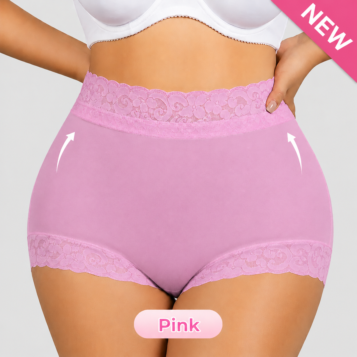 High-Waisted Lace Mesh Shapewear Panties