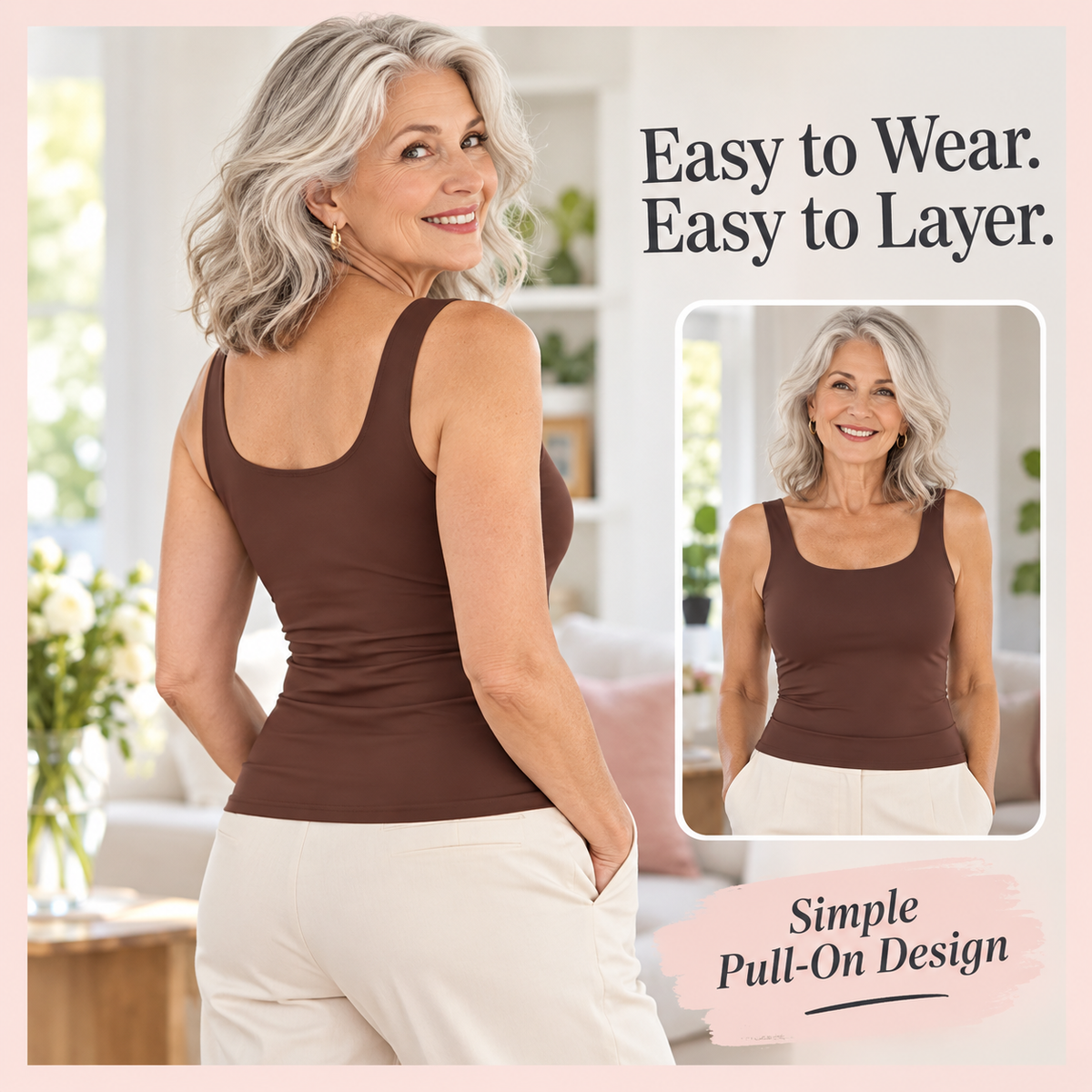 🔥💐Women's U Neck Thermal Tank Tops with Built-In Bra