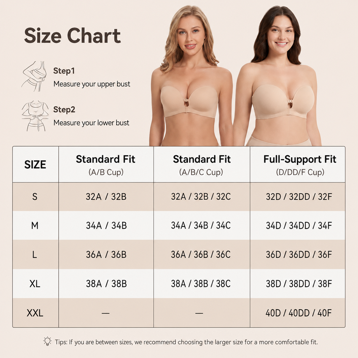 🔥No-Slip Front Closure Push-Up Strapless Bra