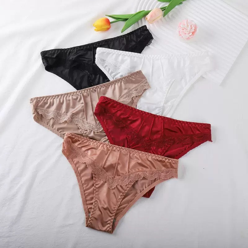 Women's 5-Pack Low-Rise Seamless Panties with Lace Trim
