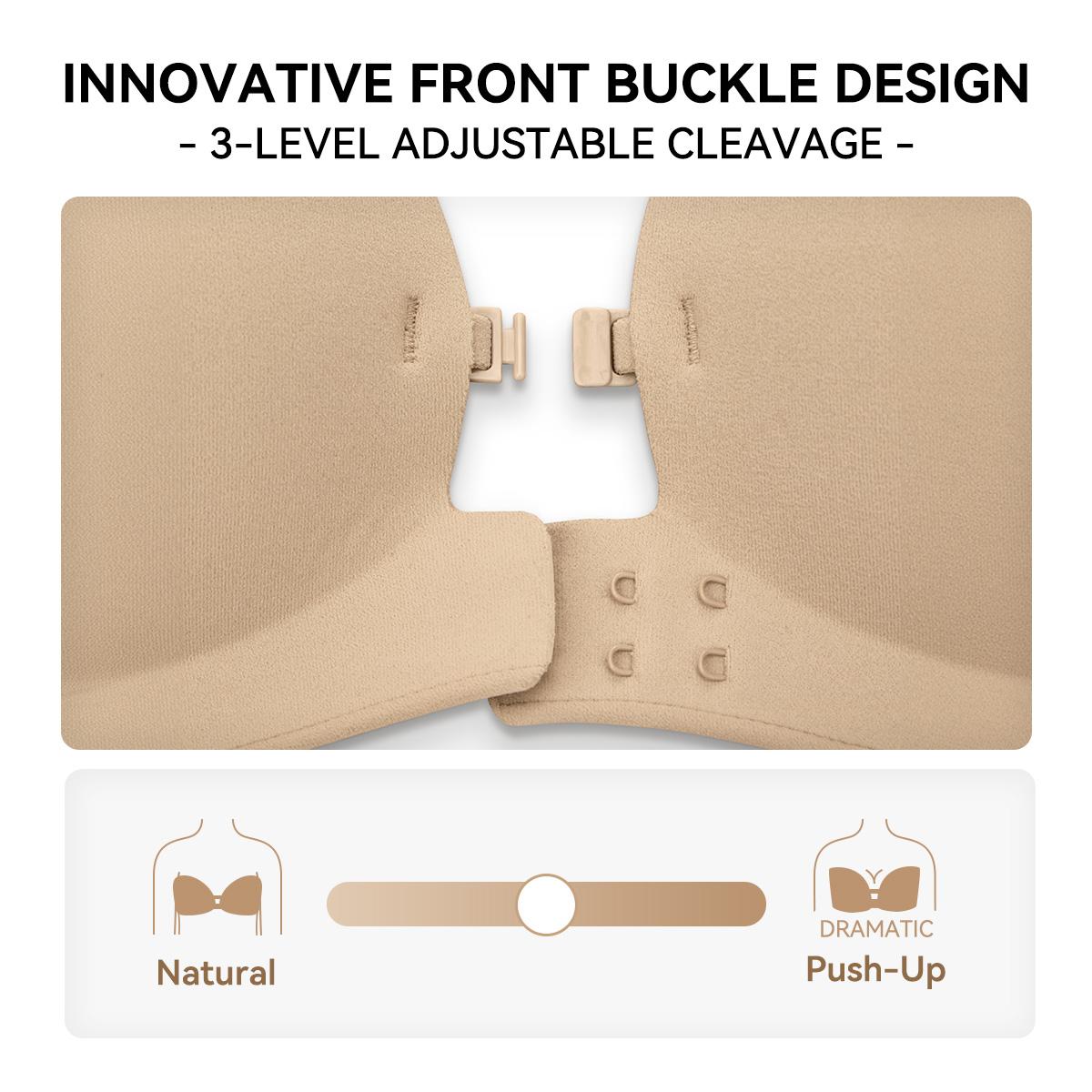 🔥No-Slip Front Closure Push-Up Strapless Bra