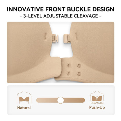 🔥No-Slip Front Closure Push-Up Strapless Bra