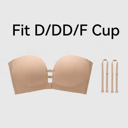 🔥No-Slip Front Closure Push-Up Strapless Bra
