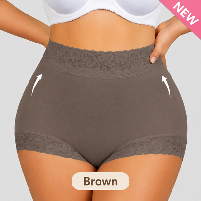 High-Waisted Lace Mesh Shapewear Panties