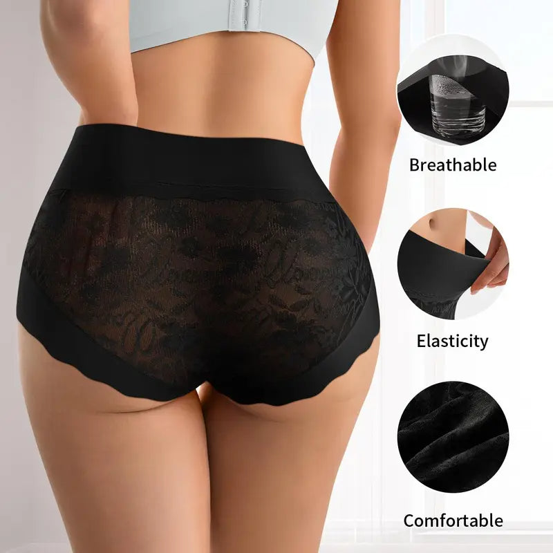 3-Pack Soft Stretch High-Waisted Lace Panties