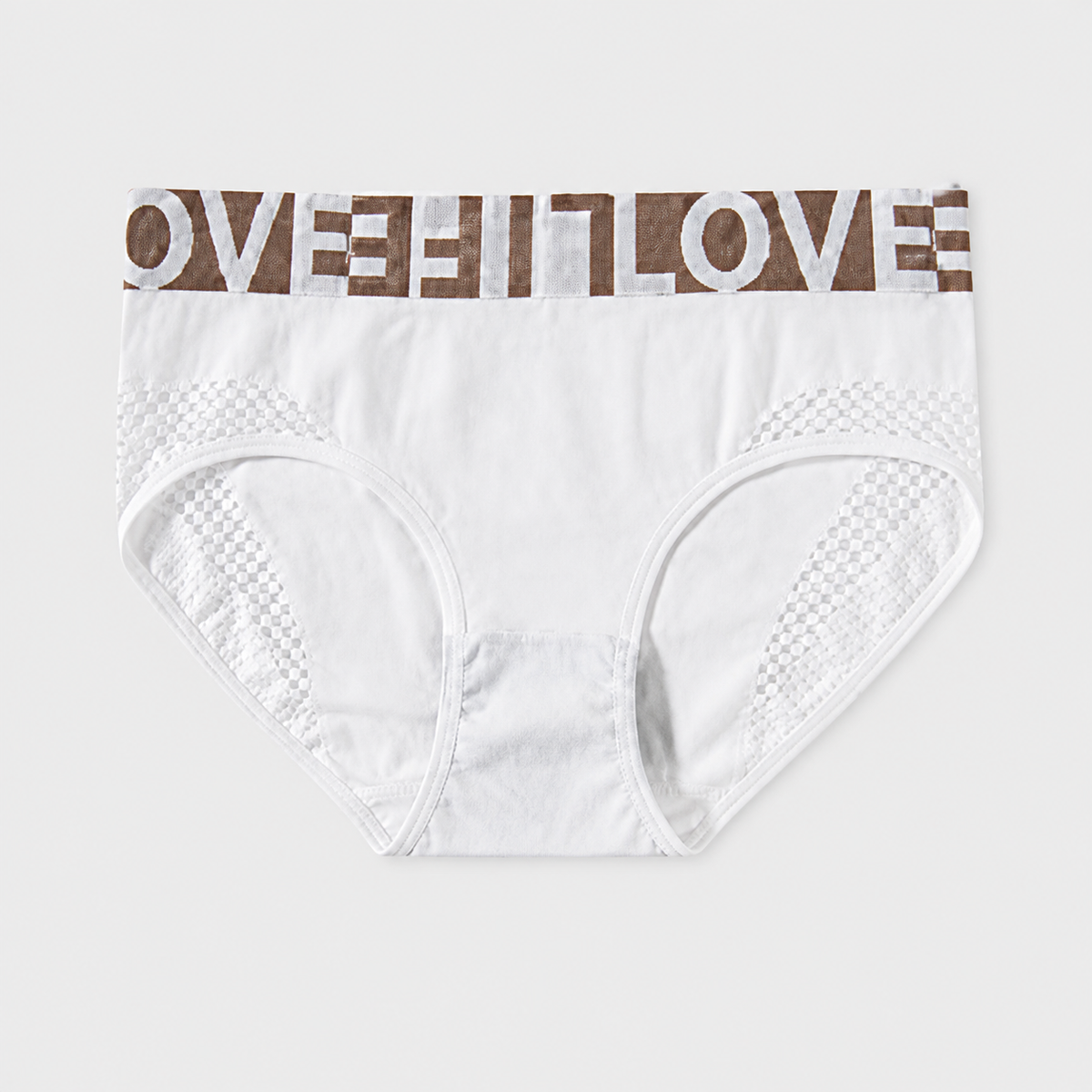 Grid Cutout Wide-Waistband Panties