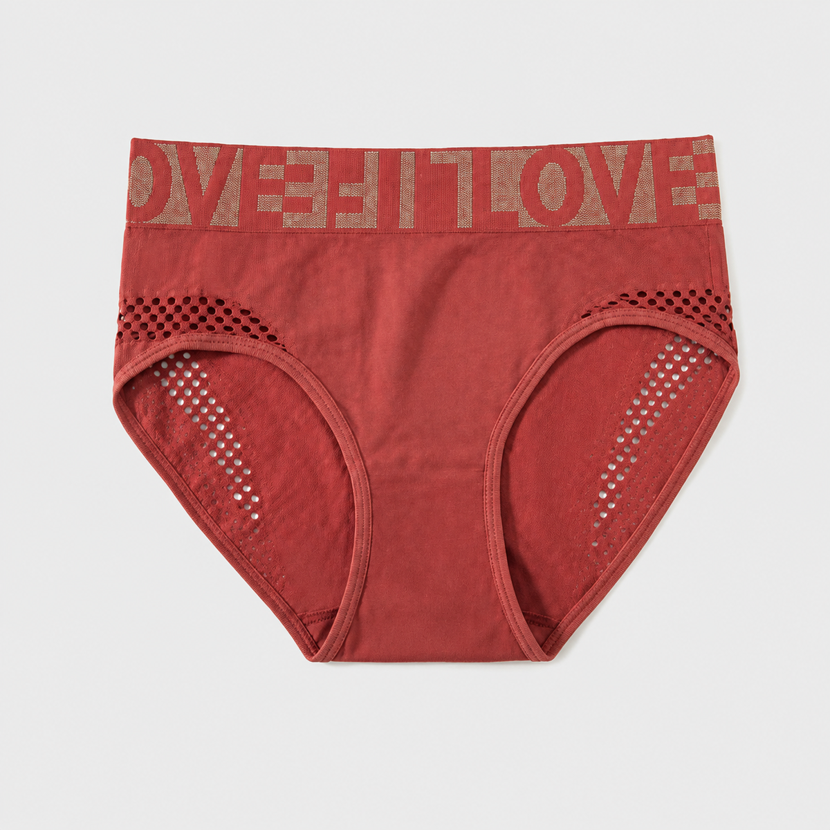 Grid Cutout Wide-Waistband Panties