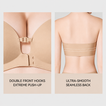 🔥No-Slip Front Closure Push-Up Strapless Bra
