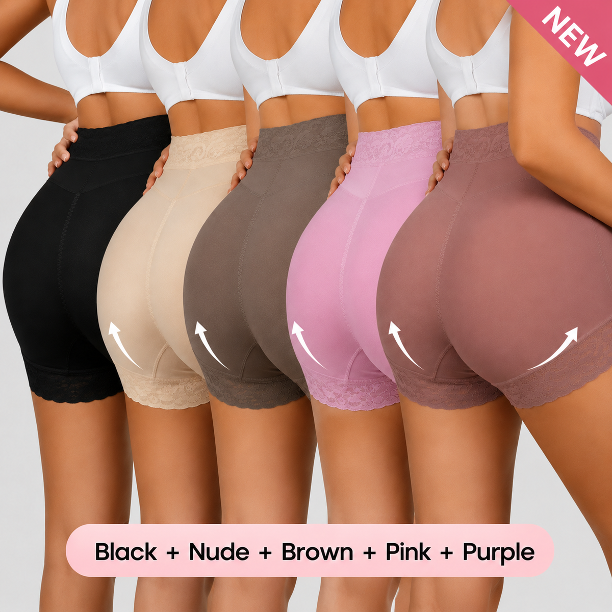 High-Waisted Lace Mesh Shapewear Panties