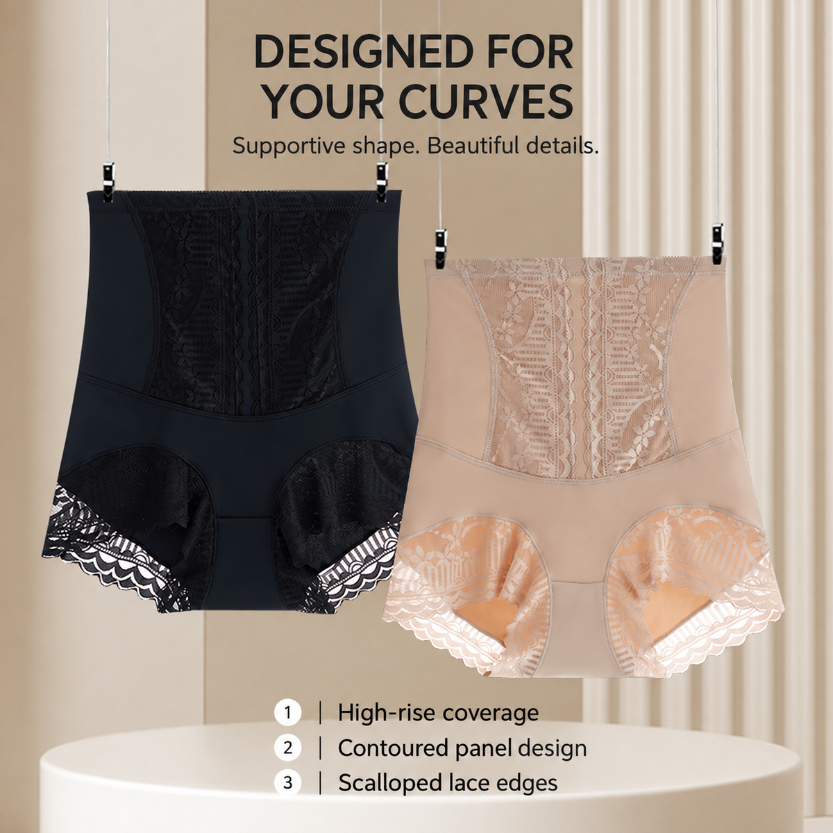 High Waist Lace Tummy Control Briefs